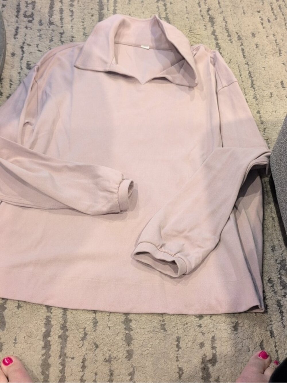 Lululemon Softstreme Pique Oversized Long-Sleeve Polo Shirt Mink Pink - Picture 5 of 7